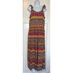 Susan Bristol Vintage Sundress Floral Bright Colors Maxi Cotton Size‎ S